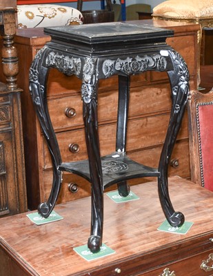 Lot 1253 - A Chinese Style Carved & Ebonised Jardiniere...