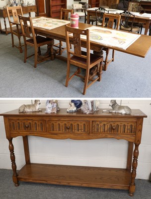 Lot 1193 - A Set of Five Gothic Revival Light Oak Dining...