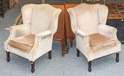 Lot 1292 - A Pair of Upholstered Wing Armchairs, of small...