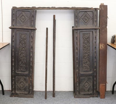 Lot 1360 - A 17th Century Carved Oak Chimneypiece,...