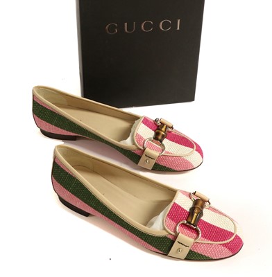 Lot Gucci Pink Green and White, Striped Fabric...