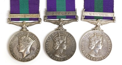 Lot 97 - Three General Service Medals 1918-62, one with...