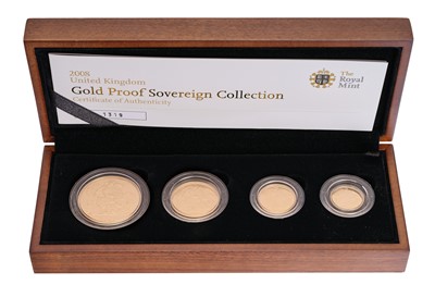 Lot 99 - UK, Gold Proof Sovereign Collection 2008, four-...