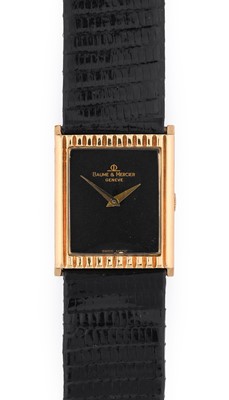 Lot 2403 - Baume & Mercier: An 18 Carat Gold Rectangular...