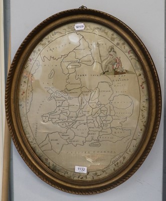 Lot 1132 - A Georgrian Silk Needlework Map Sampler,...