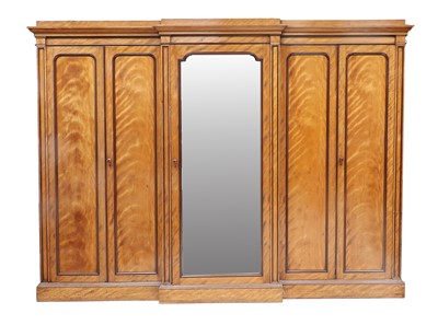 Lot 695 - A Victorian Satin Birch Breakfront Five Door...