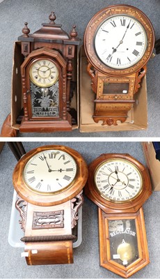 Lot 155 - Three Seth Thomas Drop Dial Wall Clocks,...