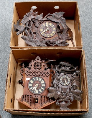 Lot 161 - Three Cuckoo Wall Clocks, late 19th/early 20th...