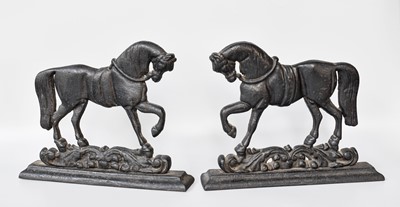 Lot 25 - A Pair of Cast Iron Fireside Horse...