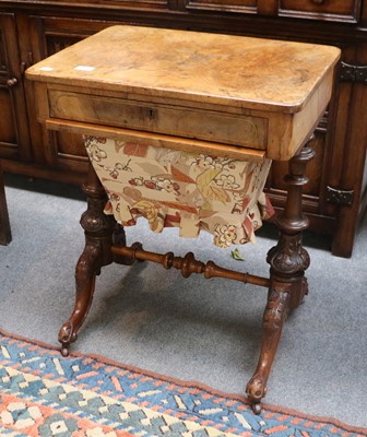 Lot 1176 - A Victorian Figured Walnut Worktable, with...