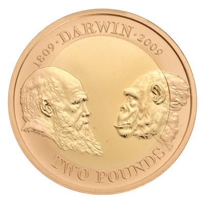 Lot 12 - UK, Gold Proof Two Pounds 2009, Charles Darwin...