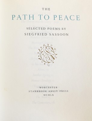 Lot 54 - Sassoon (Siegfried). The Path to Peace,...