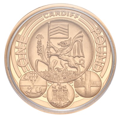 Lot 38 - UK, Gold Proof One Pound 2011, Cardiff edition,...