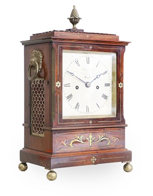 Lot 685 - A Rosewood Brass Inlaid Striking Table Clock,...