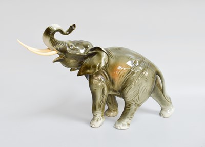 Lot 135 - A Royal Dux Porcelain Model of an Elephant,...