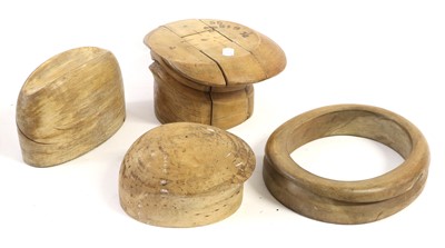 Lot 2144 - Millinery Hat Blocks in wood comprising two...