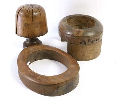 Lot 2145 - Millinery Hat Blocks in wood comprising a...