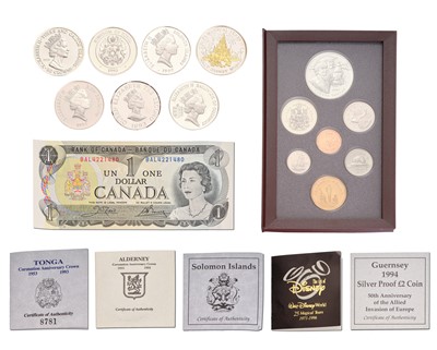 Lot 26 - Assorted World Silver Proof Coins and Sets,...