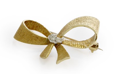 Lot 249 - An 18 Carat Gold Diamond Bow Brooch, the...