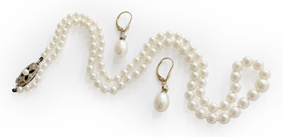 Lot 228 - A Pair of Diamond and Cultured Pearl Drop...