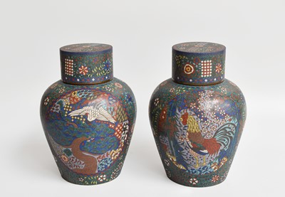 Lot 131 - A Pair of Japanese Cloisonne Jars and Covers,...