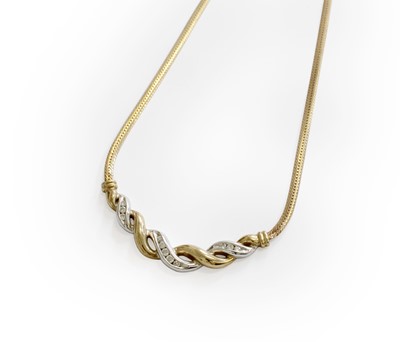 Lot 254 - A 9 Carat Gold Diamond Necklace, the central...