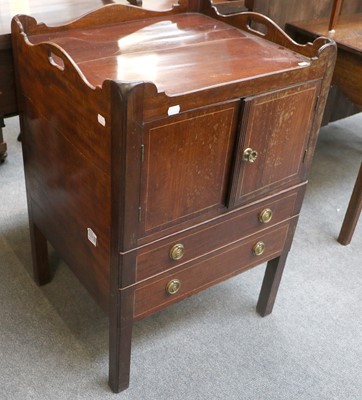 Lot 1261 - A George III Mahogany Tray Top Washstand, with...