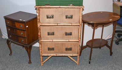 Lot 1270 - A Bamboo and Basket Mounted Three Height Chest...