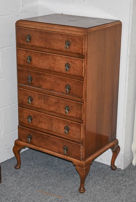 Lot 1295 - A Walnut Veneered Six Drawer Tall Boy,...