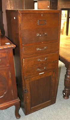 Lot 1155 - A 1940s Oak and Plywood Filing Cabinet,...