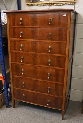 Lot 1231 - A Figured Mahogany Seven Drawer Tallboy, Circa...