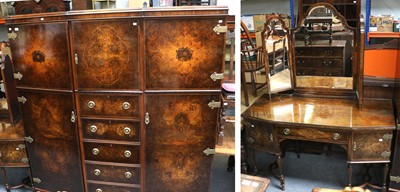 Lot 1157 - A Burr and Figured Walnut Two Part Bedroom...