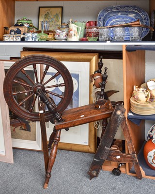 Lot 90 - A Late 19th Century Spinning Wheel, together...