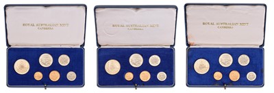 Lot 357 - 3x Australia, Proof Sets 1966, 6 coin sets...