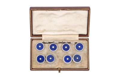 Lot 2282 - A Lapis Lazuli and Diamond Cufflink and Button...