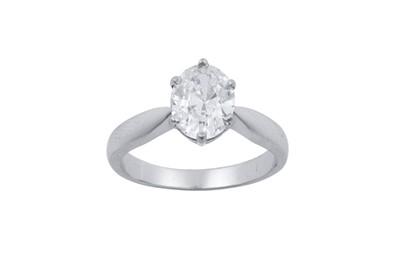 Lot 2341 - A Platinum Diamond Solitaire Ring the oval cut...