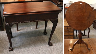 Lot 1202 - A George III Mahogany Fold Over Tea Table,...