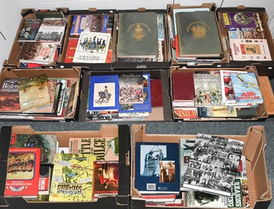 Lot 1069 - Ten Boxes of Military Related Books, two bound...