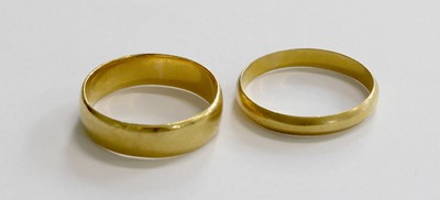 Lot 277 - Two 22 Carat Gold Band Rings, finger sizes L...