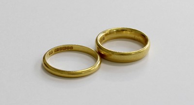 Lot 286 - Two 22 Carat Gold Band Rings, finger size I1/2...