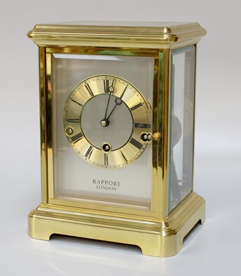 Lot 175 - A Brass Chiming Mantel Clock, Retailed by...