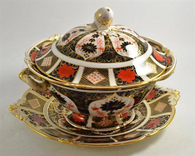 Lot 5 - Royal Crown Derby Imari pattern 1128 tureen with cover and stand