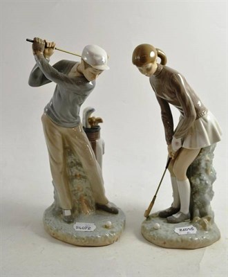 Lot 11 - A pair of Lladro porcelain figures of golfers
