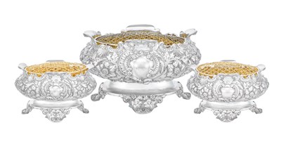 Lot A Graduated Set of Three Victorian Silver Rose-Bowls