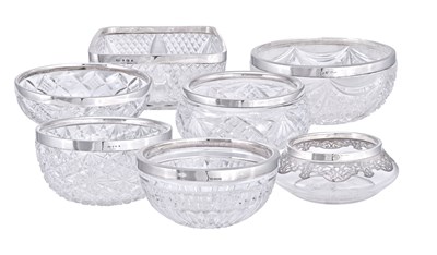 Lot 175 - Seven Silver-Mounted Cut-Glass Bowls, each...