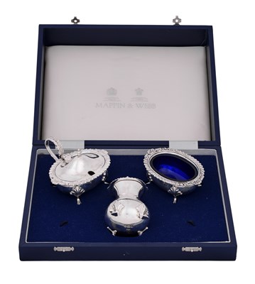 Lot 95 - A Cased Three-Piece Elizabeth II Silver Condiment-Set