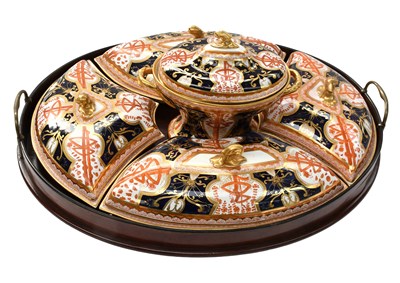 Lot A Spode Porcelain Supper Set on Mahogany Tray,...