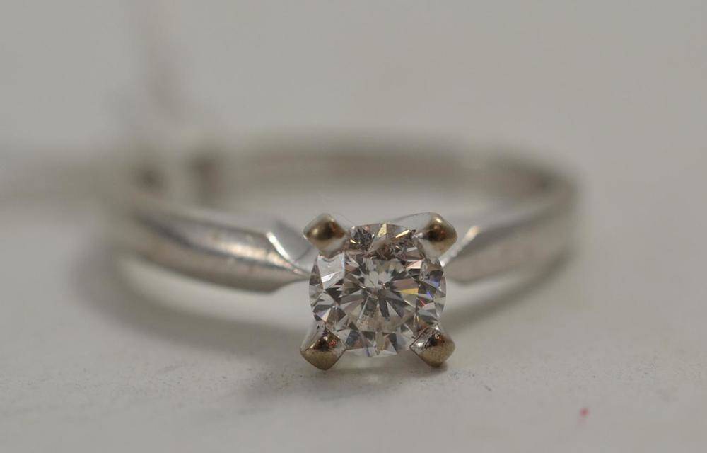 Lot 56 - An 18ct white gold diamond solitaire ring, diamond weight 0.50 carat approximately
