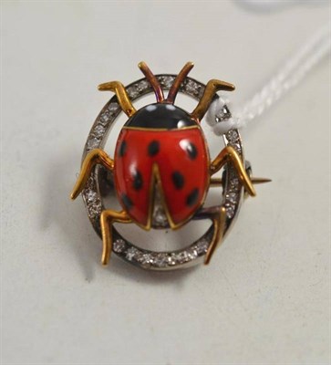 Lot 68 - A ladybird brooch, late 19th/early 20th century, with diamonds inset and enamel detail
