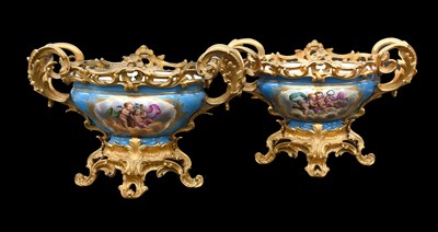 Lot A Pair of Sèvres-Style Porcelain Jardinieres...